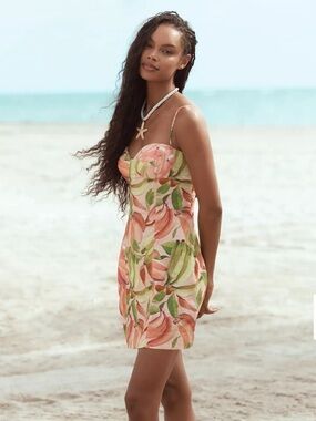 Farm Rio Linen Sweetheart Mini Dress NWT